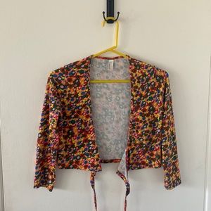 American Apparel floral wrap shirt
